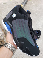 Jordan 14 Men’s High-Top Sneakers in Black, Blue and Iridescent