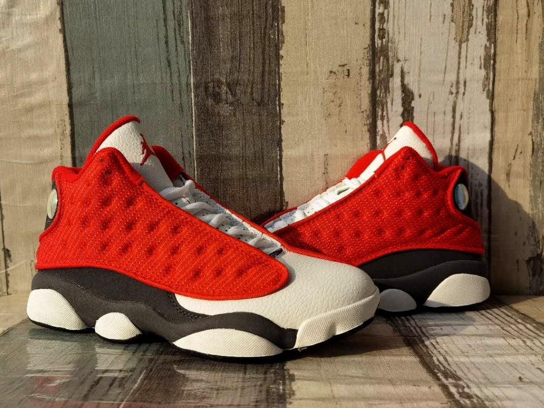 Jordan 13 White, Gray & Red Men's Sneakers