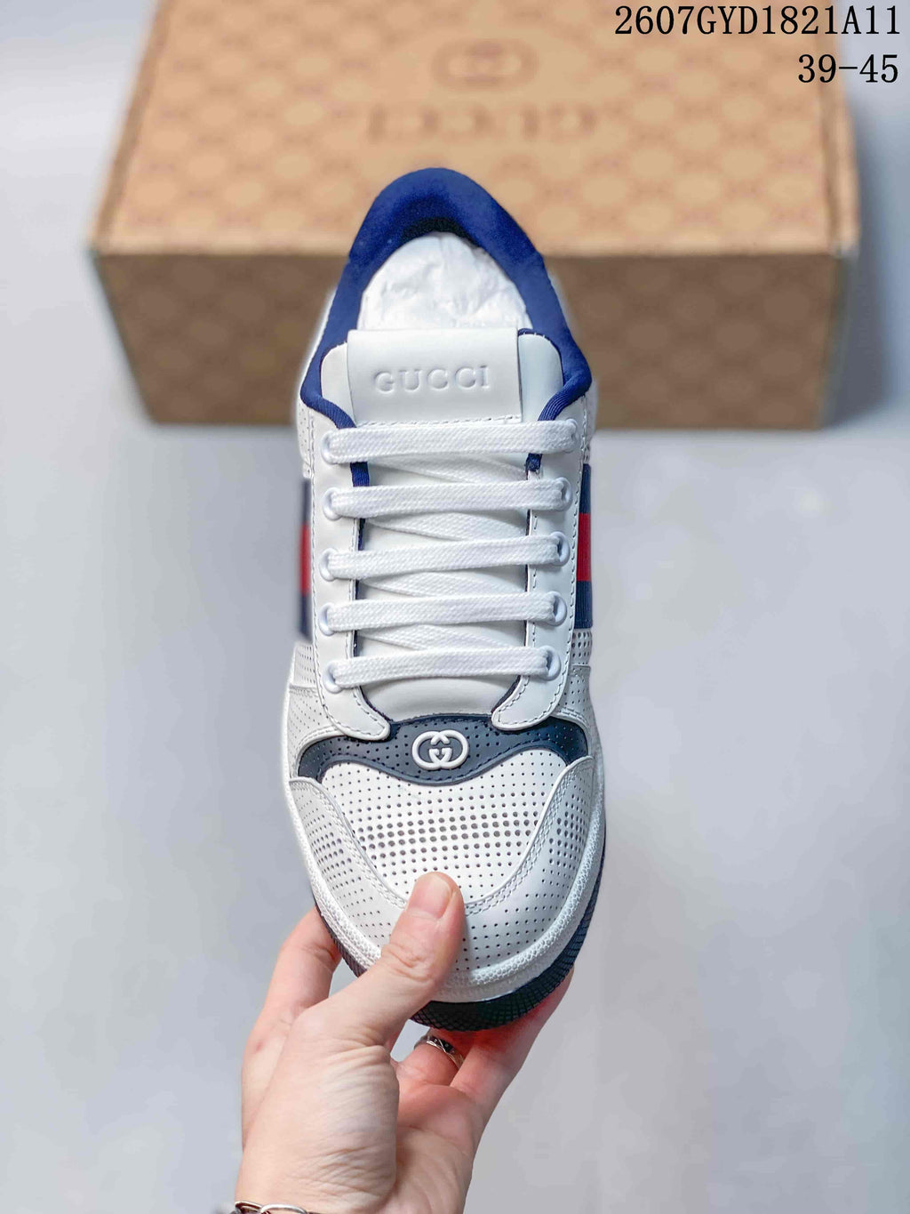 Gucci 2607GYD1821A11 Low-Top Sneakers White Navy Red
