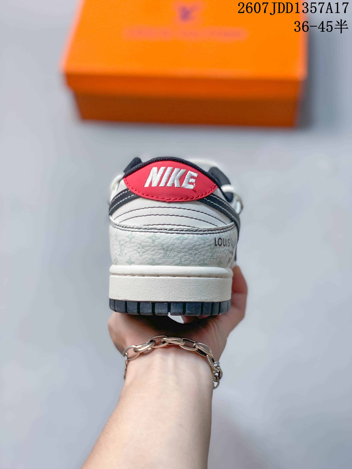 Nike SB Dunk Low White Black Double-Strap Sneakers