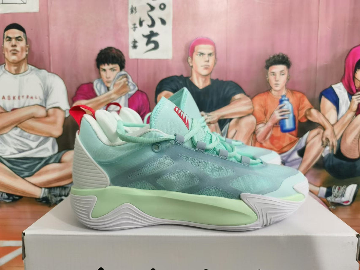 Basketball Sneakers in Mint Green and White