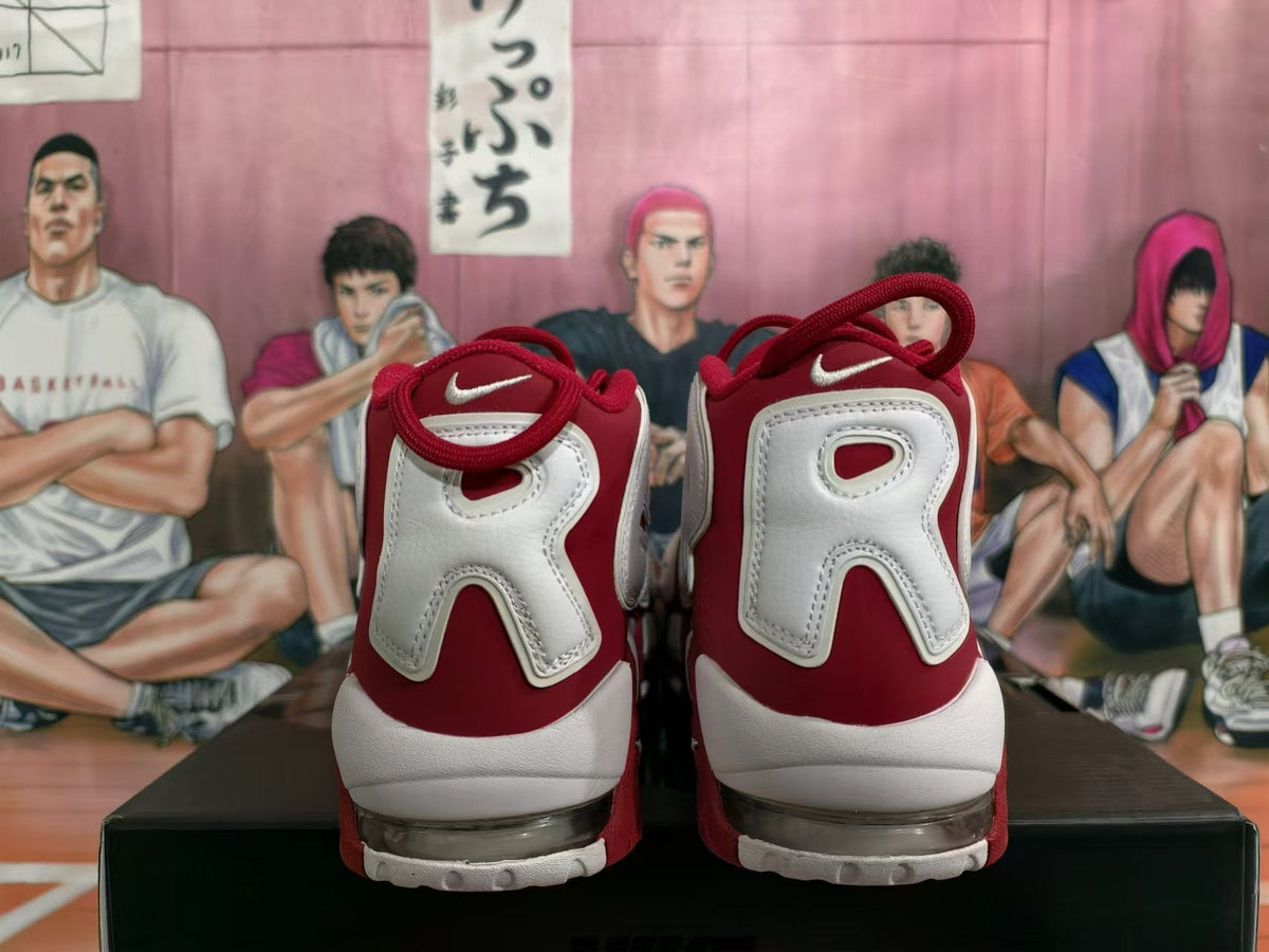Nike Air More Uptempo Red and White Basketball Sneakers