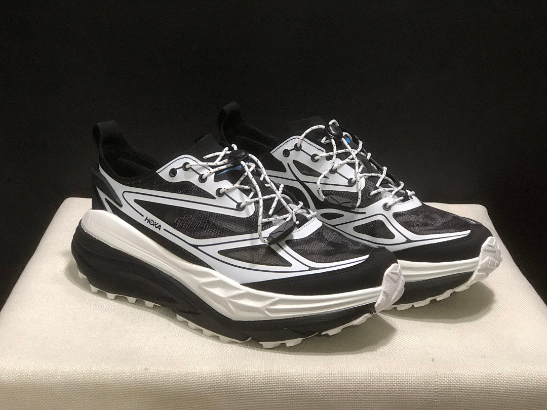 HOKA Stinson One 7 Black and White Trail Sneakers