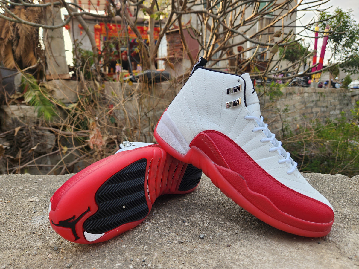 Jordan Air Jordan 12 White and Red High-Top Sneakers