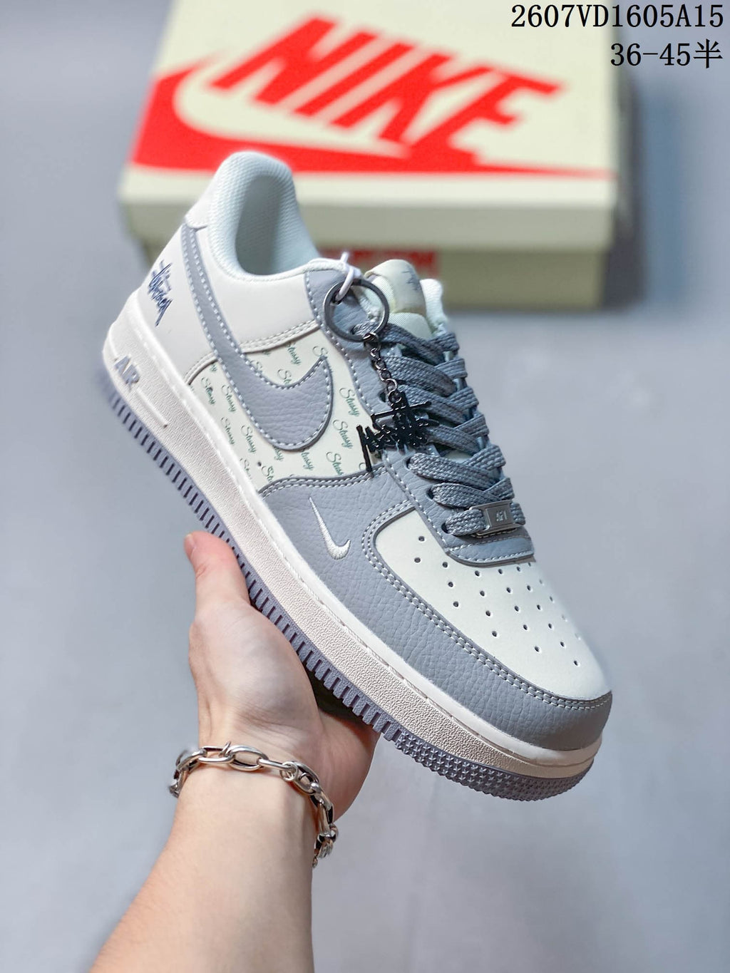 Nike Air Force 1 Grey White Patterned Sneakers 2607VD1605A15