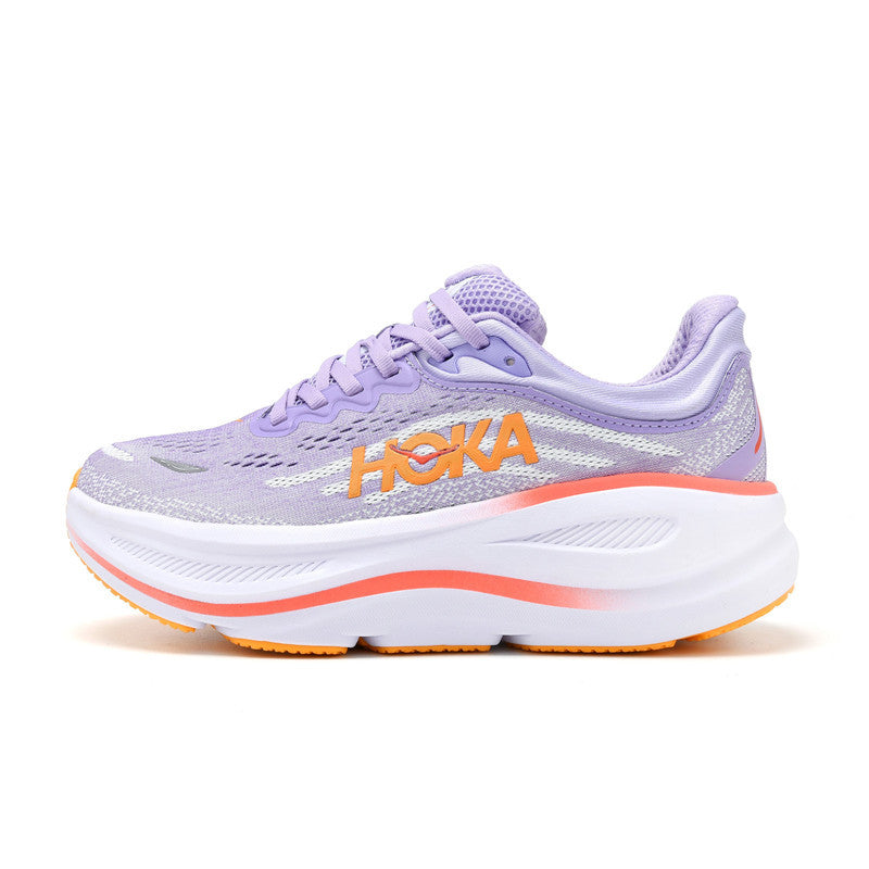 HOKA Bondi 9 Running Shoes in Lavender and Orange