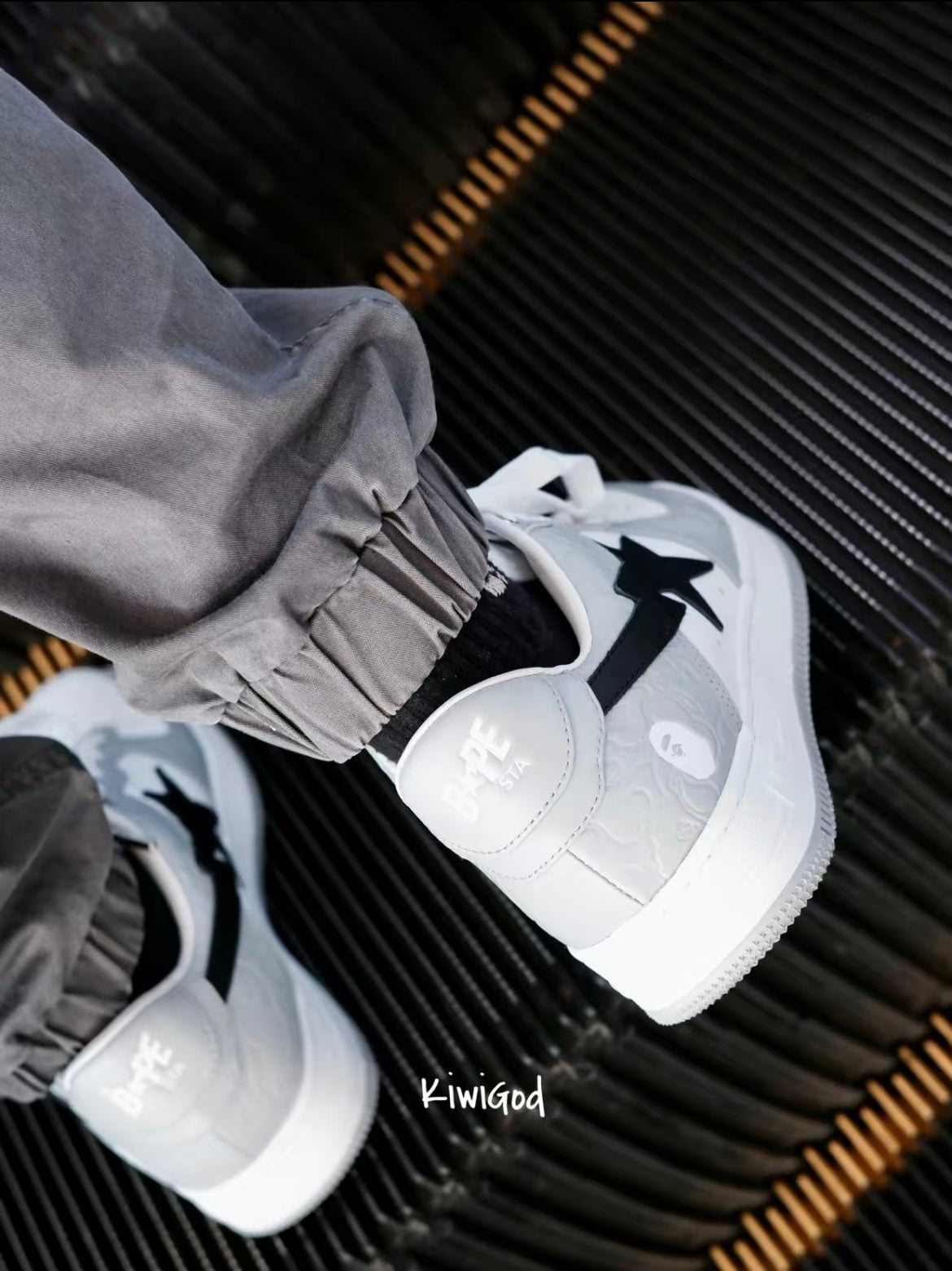 BAPE STA Low Sneakers in Gray and White