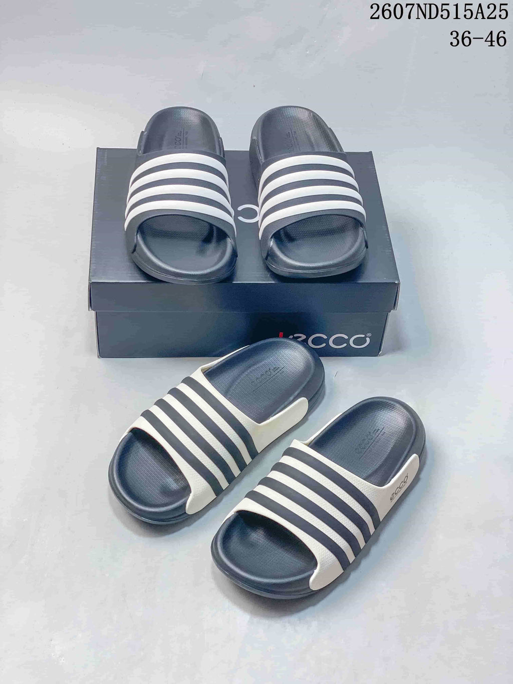 ECCO Men’s Slide Sandals Navy and White 2607ND515A25