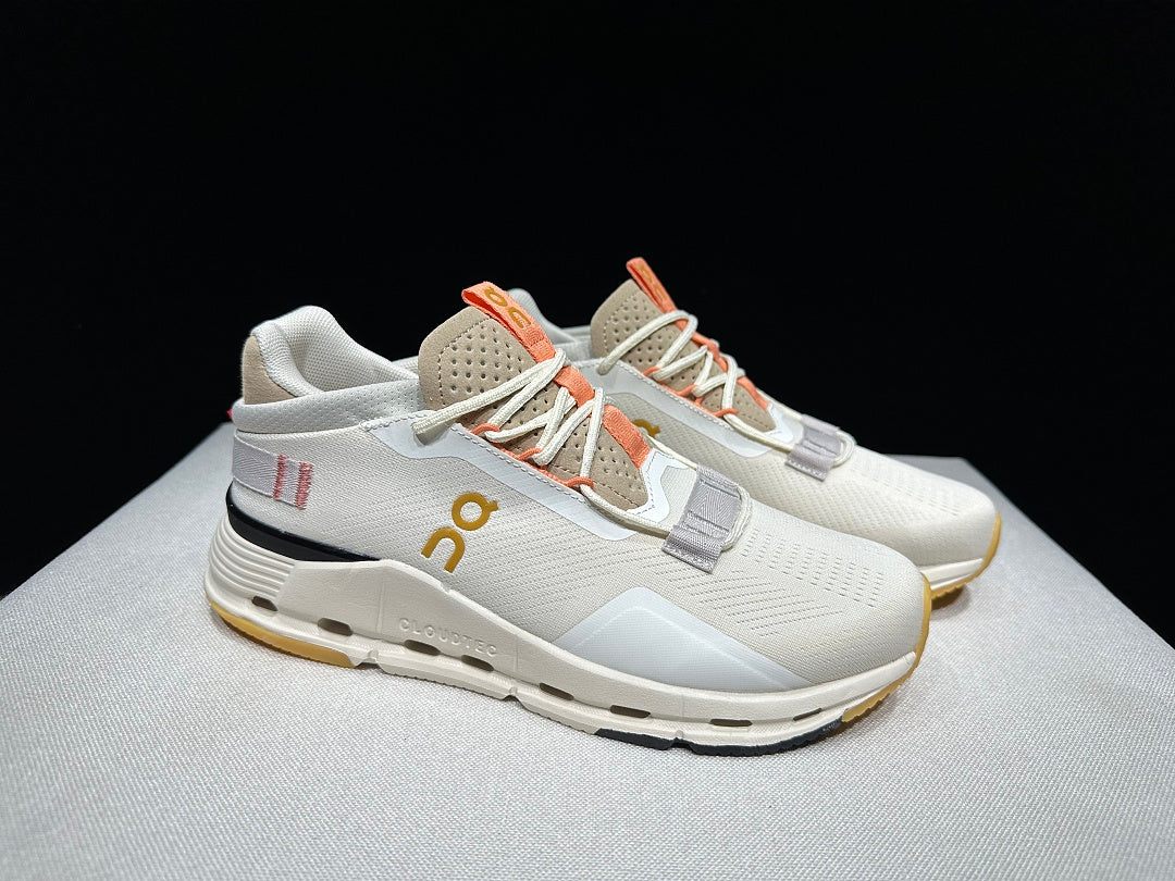 On Cloudnova 2 Sneakers in Ivory and Orange