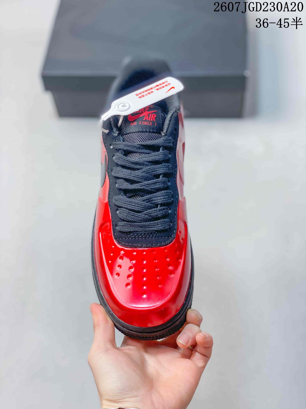 Nike Air Force 1 Low Red Black Patent Sneakers