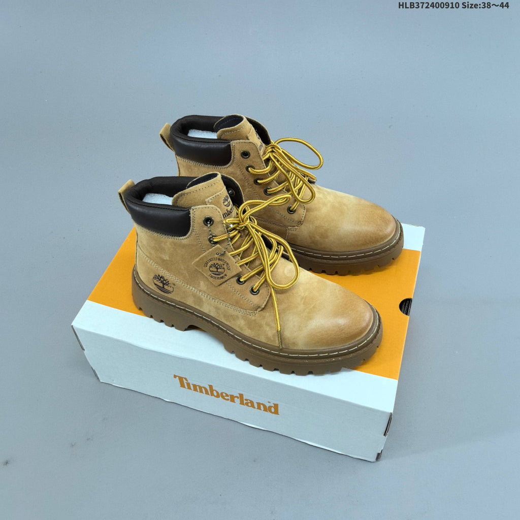 Timberland Mid-Top Lace-Up Boots in Wheat and Taupe