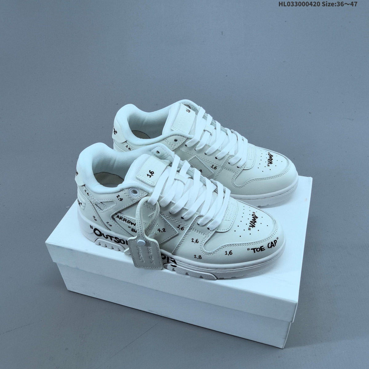 Off-White Low-Top Sneakers in White with Arrows Detail