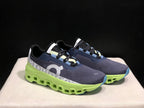 On Cloudmonster Running Shoes in Navy and Lime