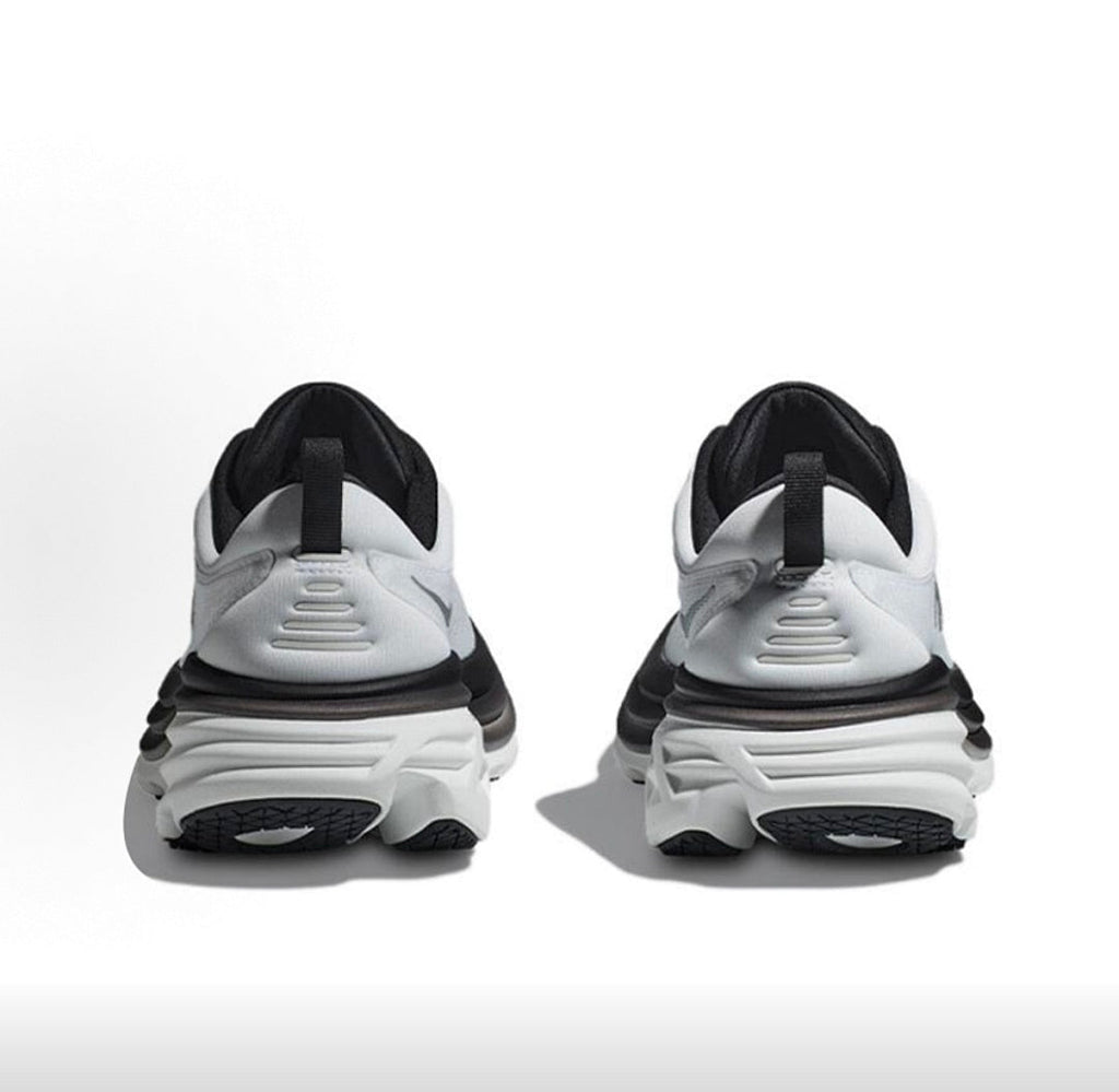 HOKA Bondi 8 White and Black Running Shoes