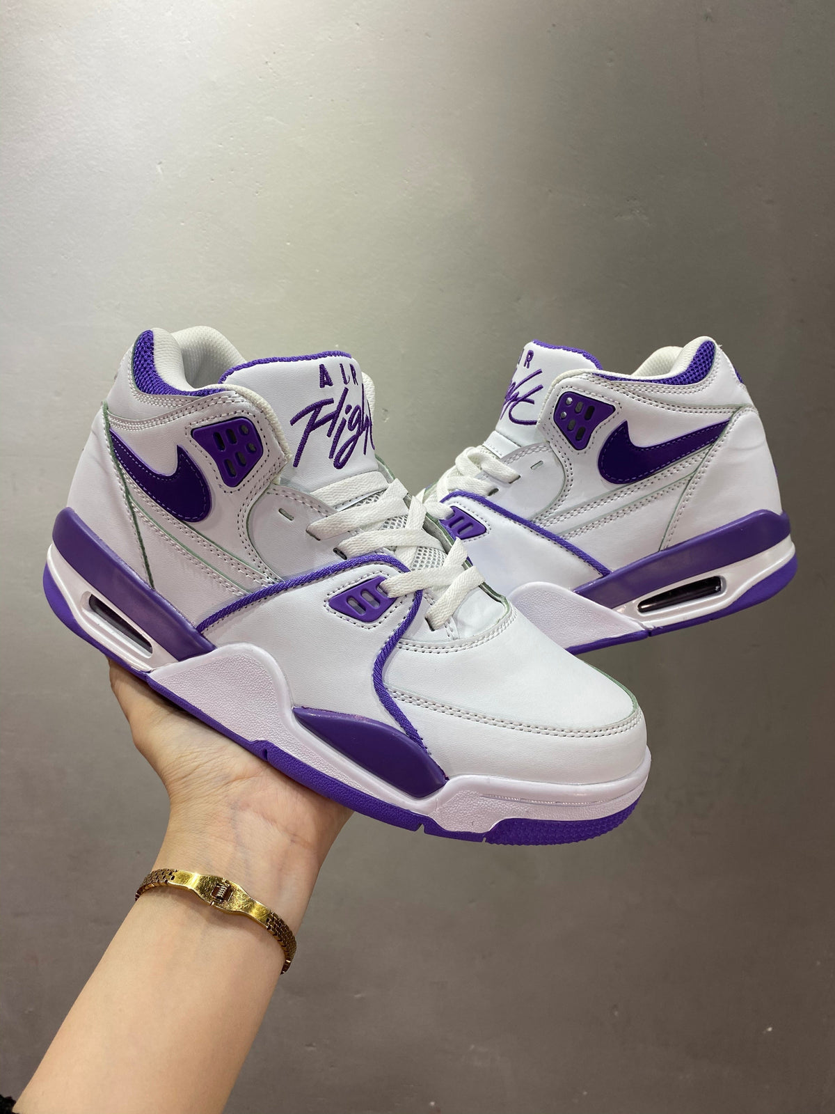 Nike Air Flight 89 White and Purple Sneakers 652-11