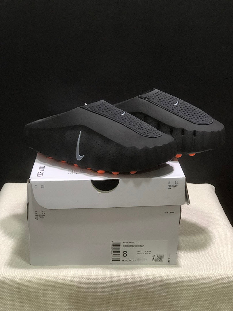 Nike Mind 001 Black and Chrome Crimson Slides HQ4307-001