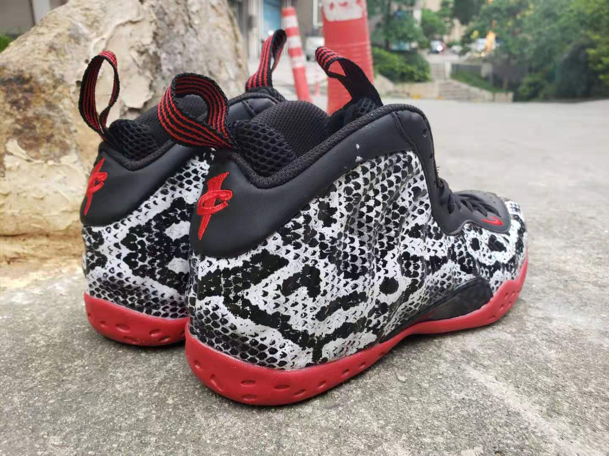Nike Air Foamposite Pro Snake Print Sneakers Black Red