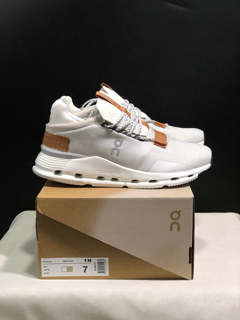 On Cloudnova 1 Sneakers in White Pearl
