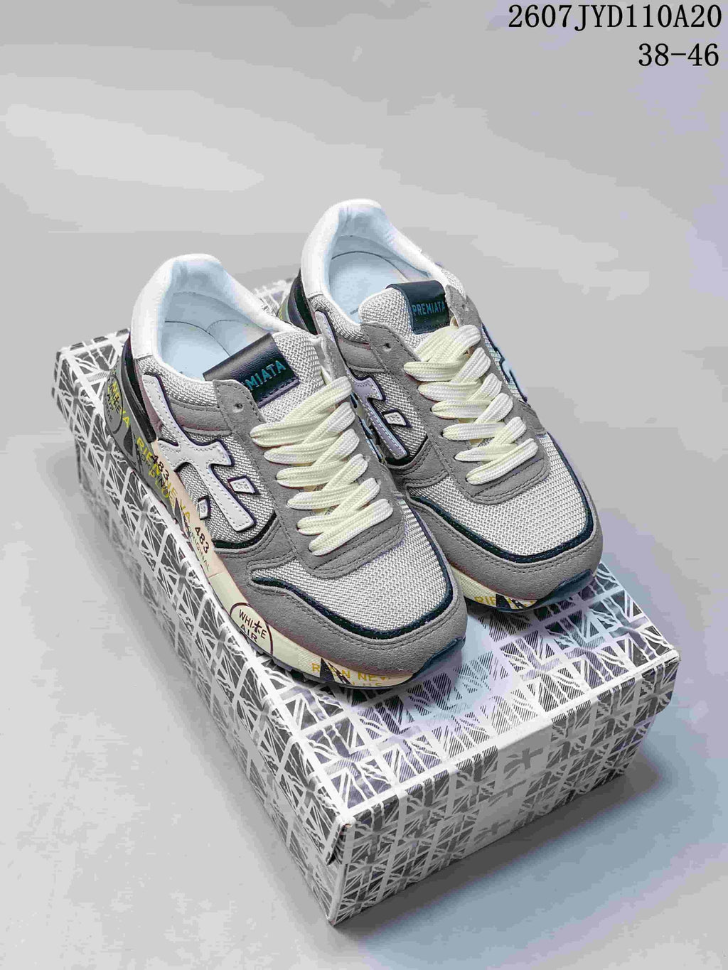 Premiata 2607 JYD110A20 Grey White Retro Sneakers