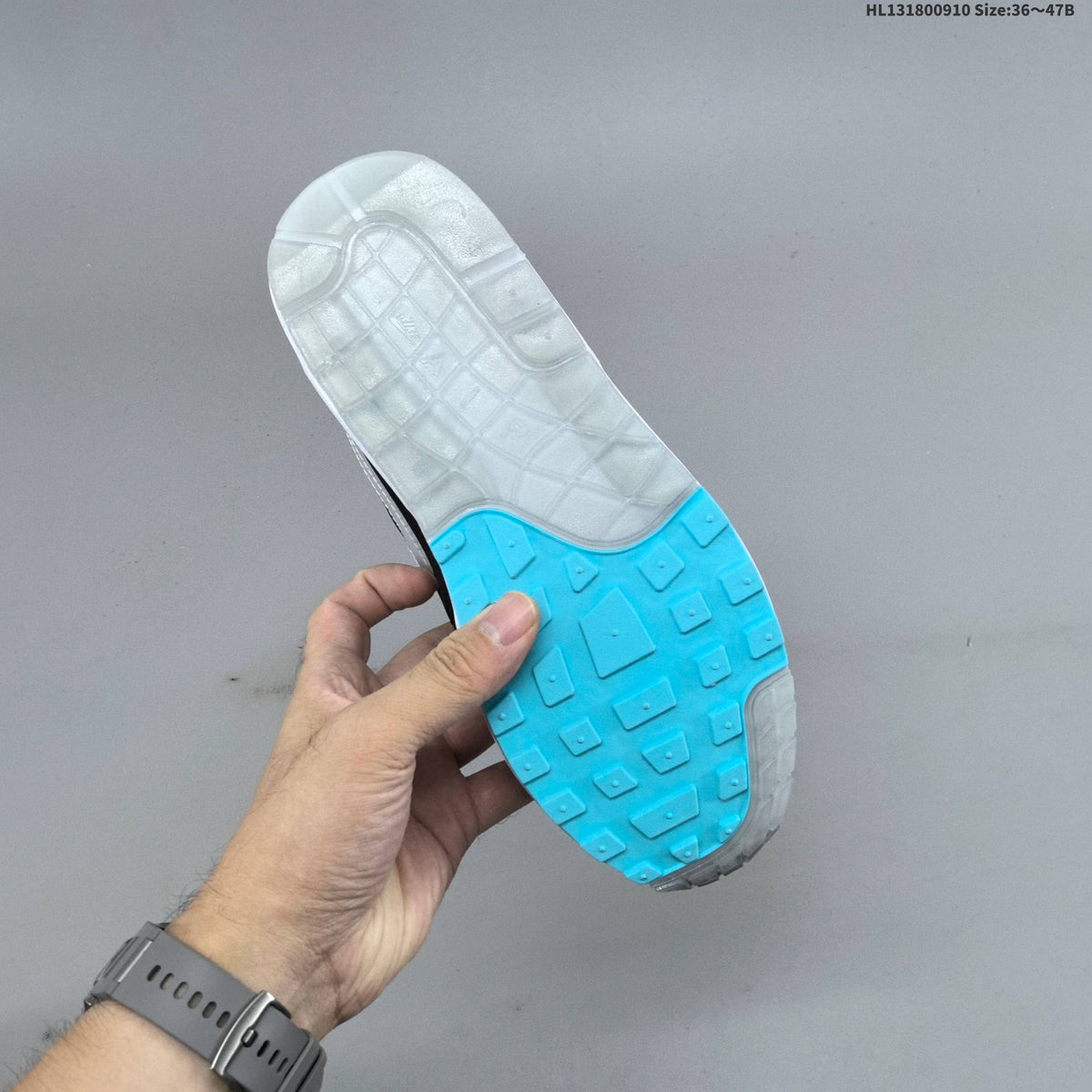Nike Air Max 1 Black White and Turquoise Sneakers