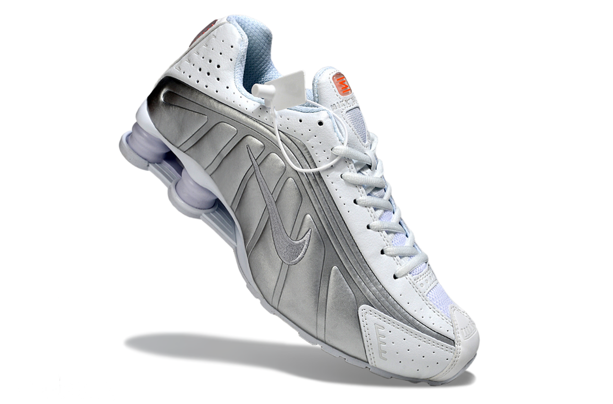 Nike Shox R4 White Silver Sneakers