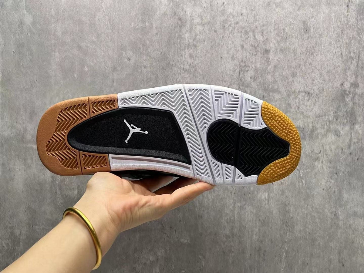 Jordan 4 Retro Sneakers in Black, Green and Tan