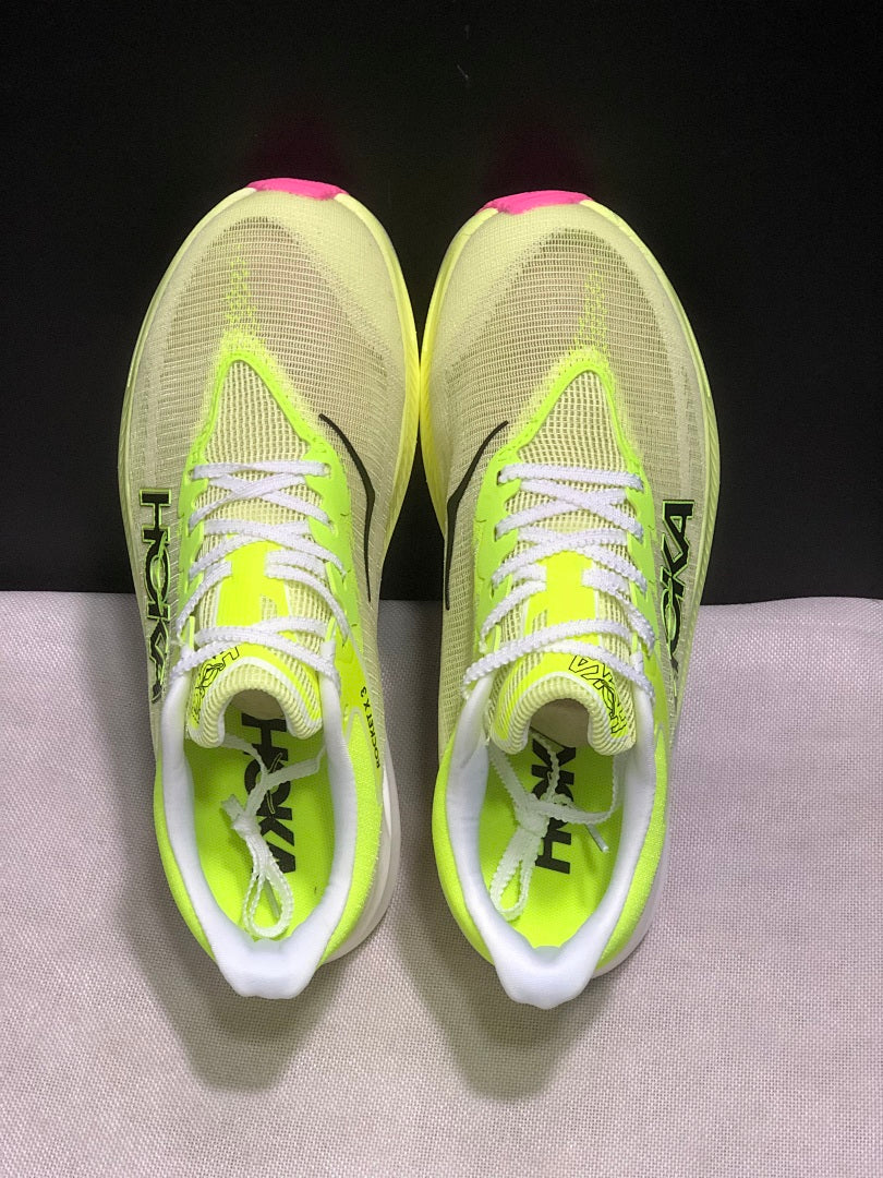 HOKA Rocket X 3 Running Shoes in Neon Yellow and Pink
