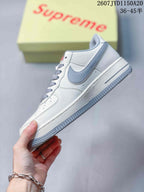 Nike Air Force 1 '07 Low White Grey Supreme Logo Sneakers