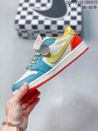 Jordan 1 Low OW-Style Sneakers White Blue Red 2607JYD1195A15
