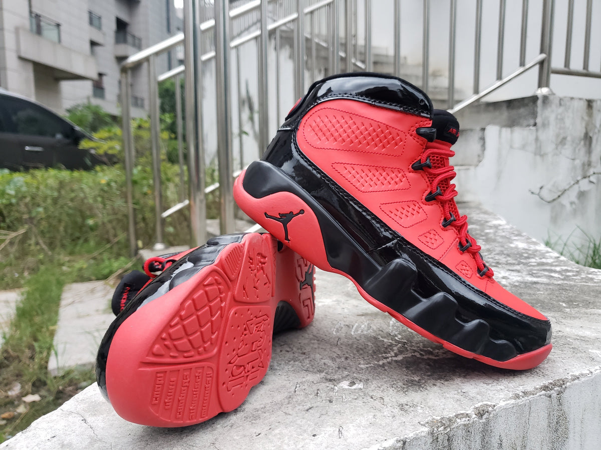 Jordan 9 High-Top Sneakers in Blue, White and Red