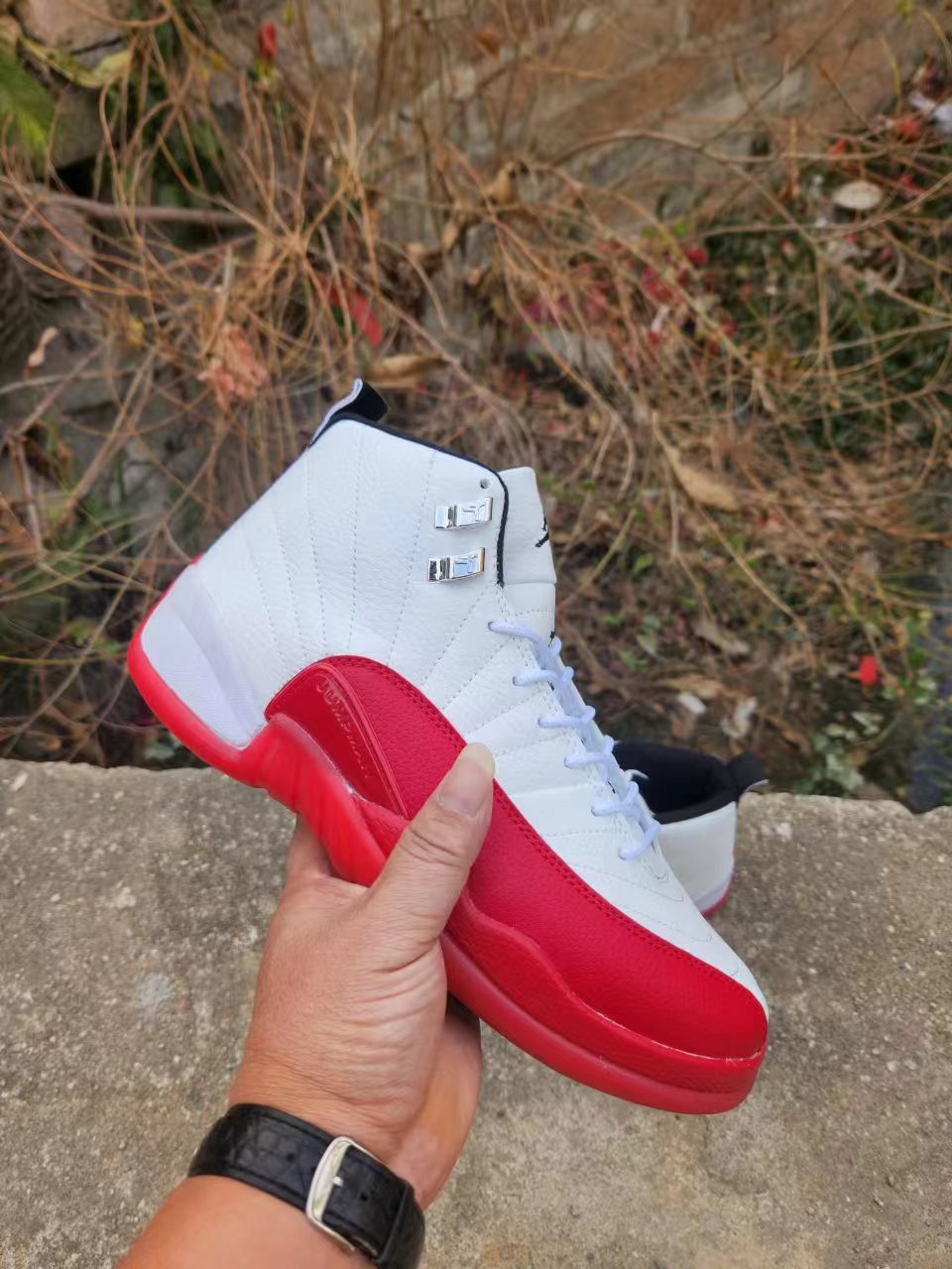 Jordan Air Jordan 12 White and Red High-Top Sneakers
