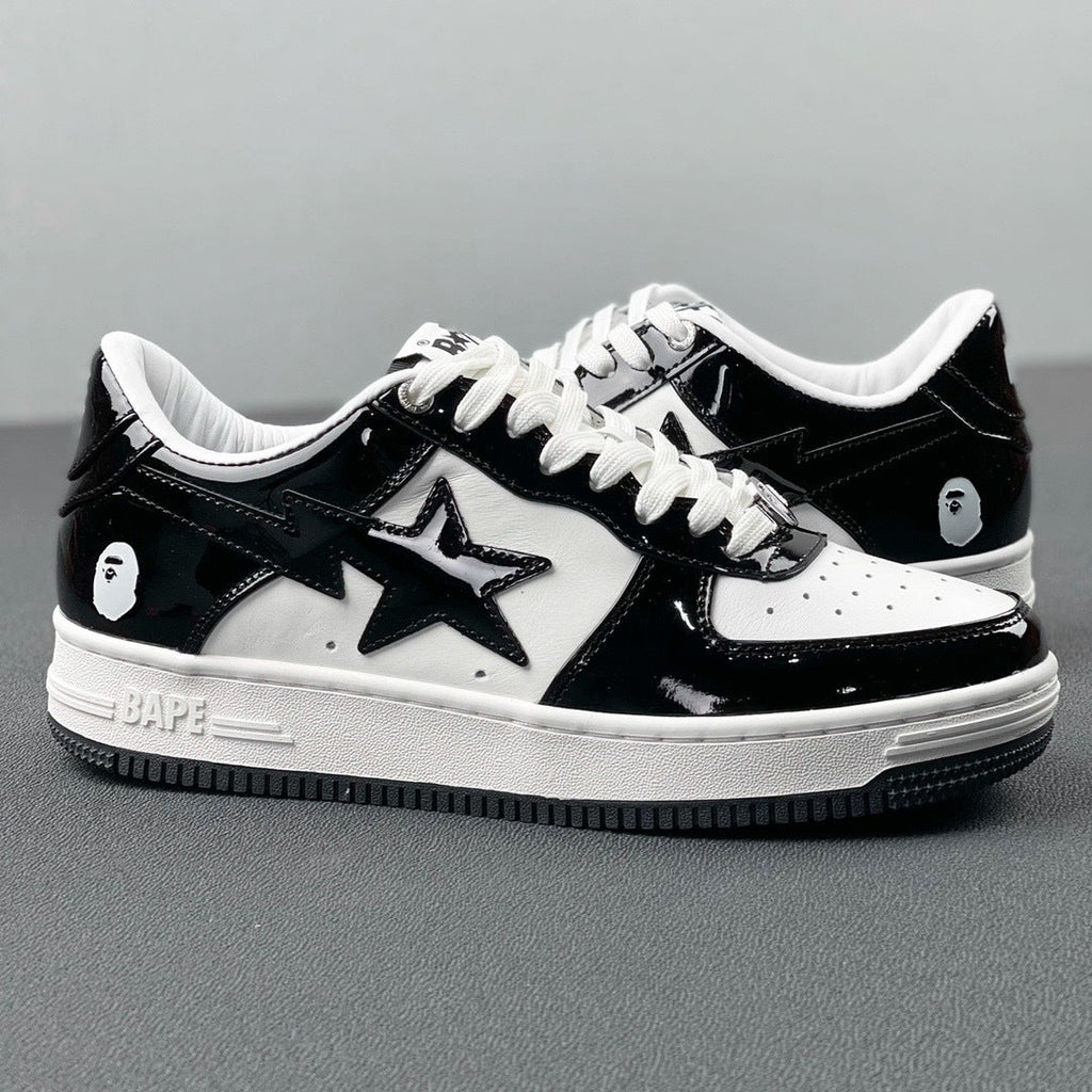 BAPE STA Low Black and White Sneakers 1H70-191-001
