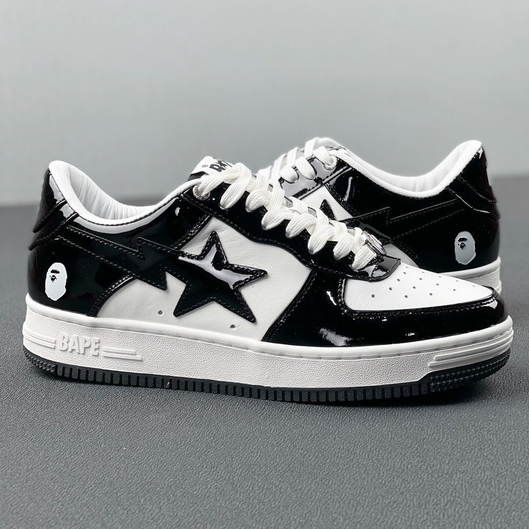 BAPE STA Low Black and White Sneakers 1H70-191-001