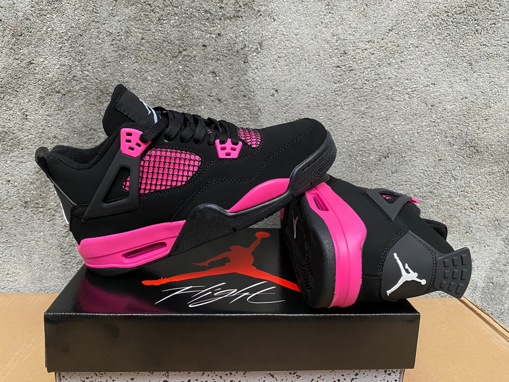 Jordan 4 Retro Sneakers in Ivory and Black Pink