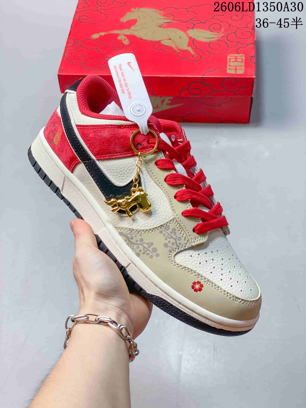 Nike SB Dunk Low Year of the Horse Red and Cream Sneakers