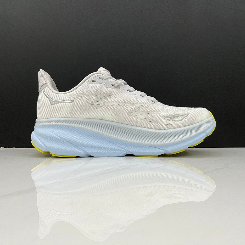 HOKA Clifton 9 Running Shoes in Gray and Blue