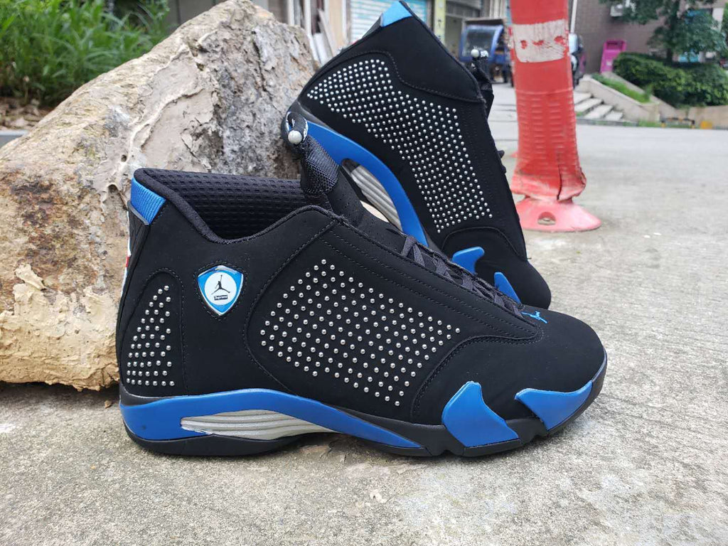 Air Jordan 14 Supreme-Style Sneakers in Black and Blue