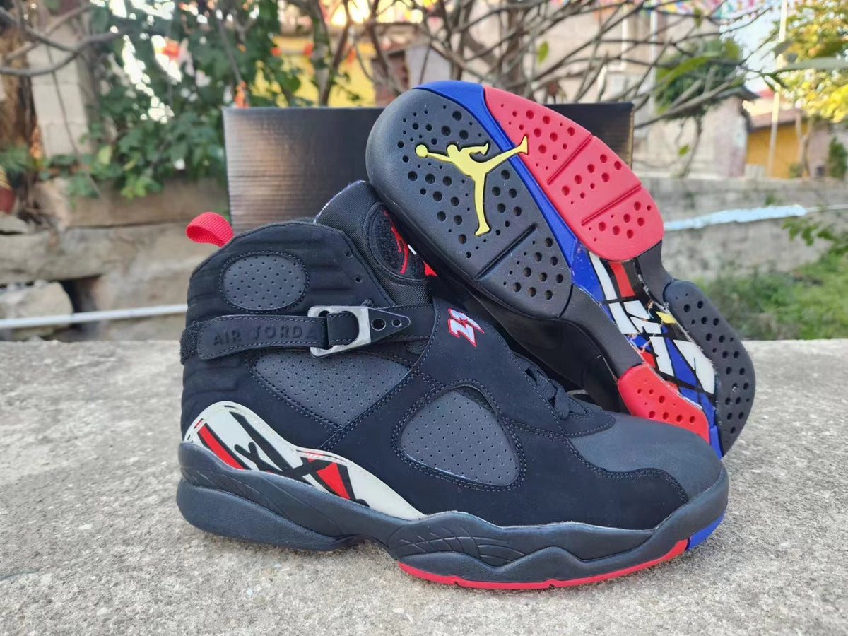 Air Jordan 8 High-Top Sneakers in Black and Red or Silver
