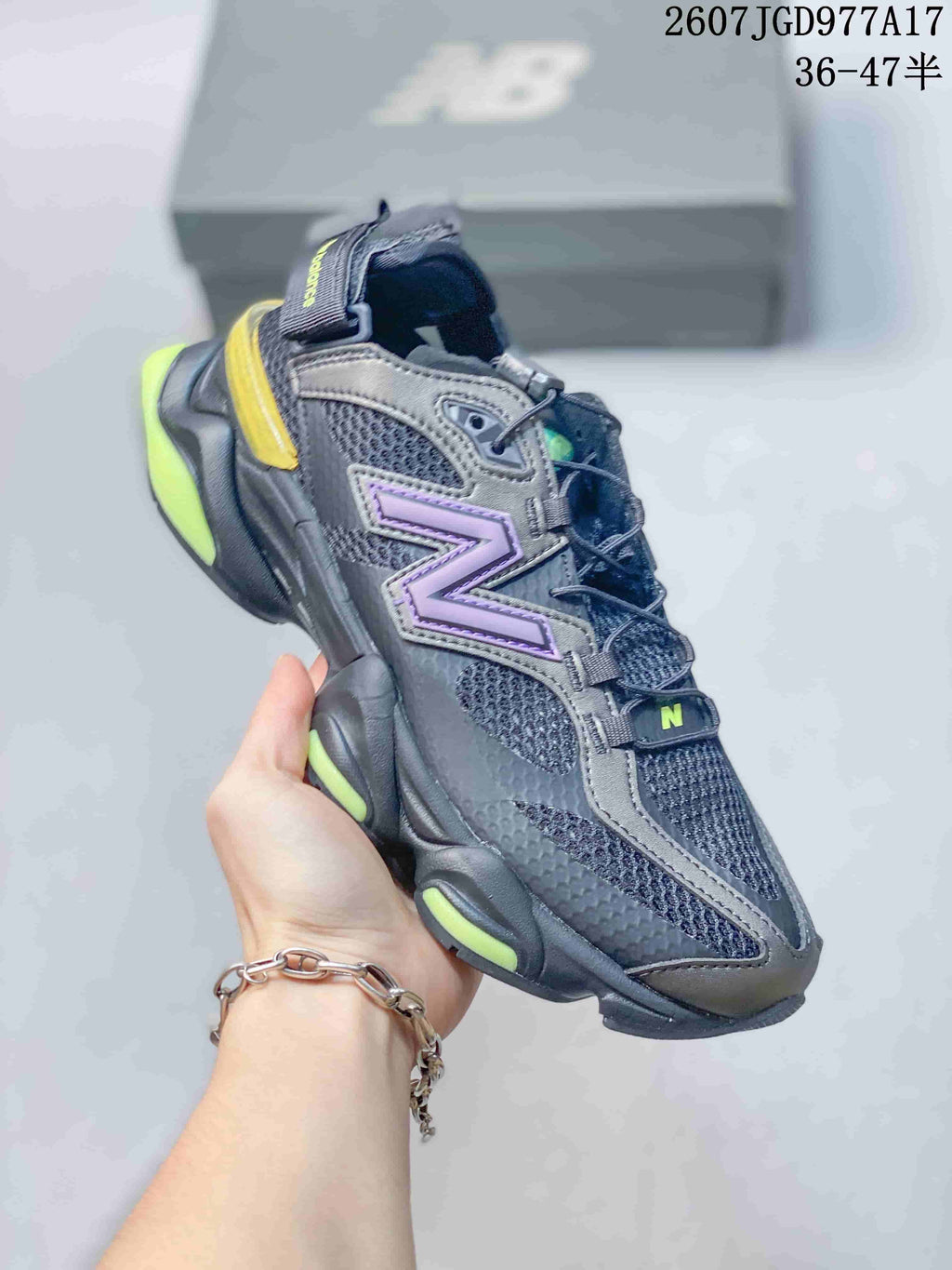 New Balance 9060 Black Purple Mule Sneakers