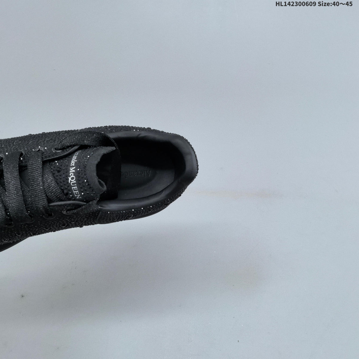 Alexander McQueen Black Crystal-Embellished Leather Sneakers