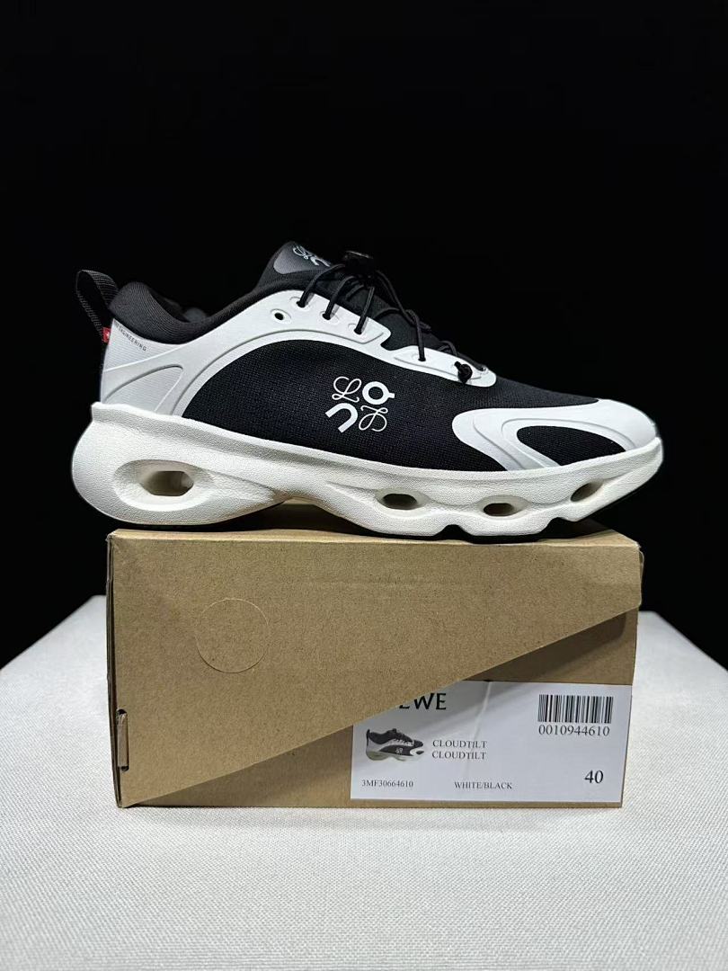 On x LOEWE Cloudventure 3.0 Black and White Sneakers