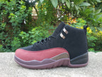 Air Jordan 12 High-Top Sneakers in Black and Burgundy