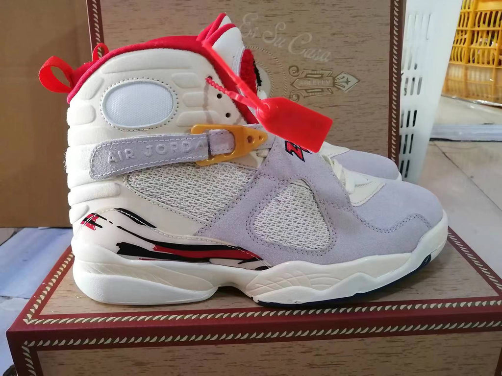 Jordan Air Jordan 8 White and Red High-Top Sneakers