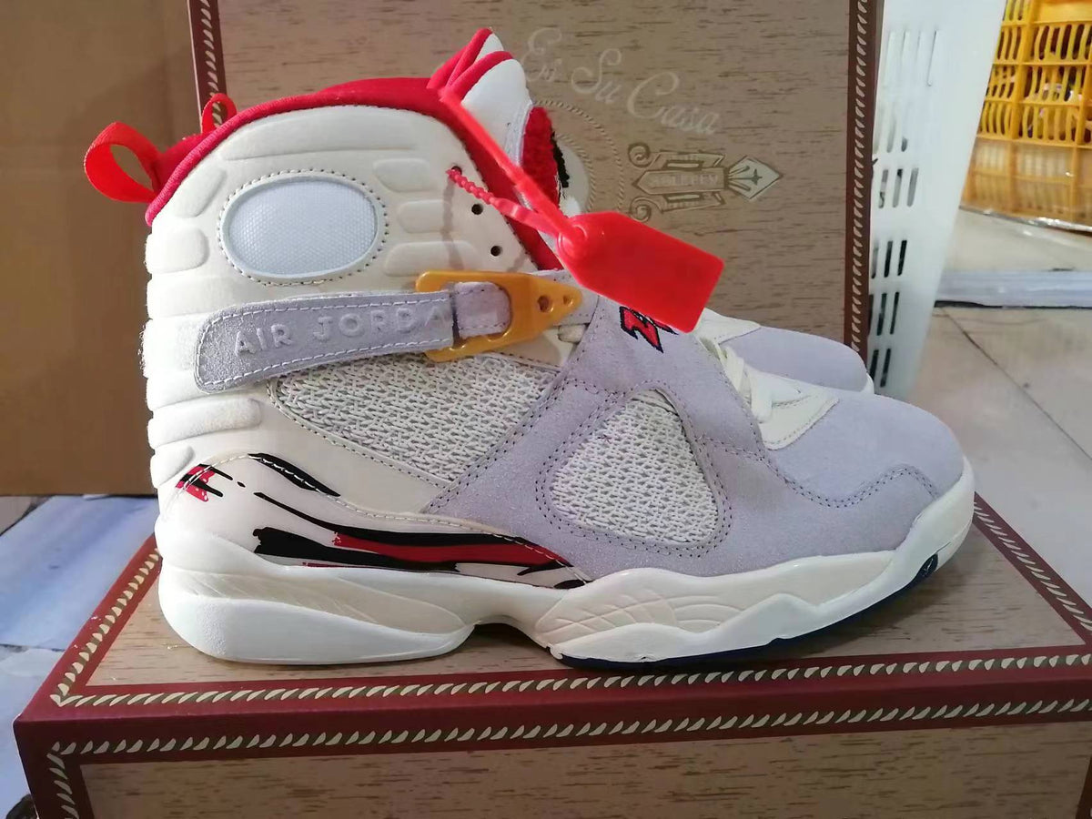 Jordan Air Jordan 8 White and Red High-Top Sneakers