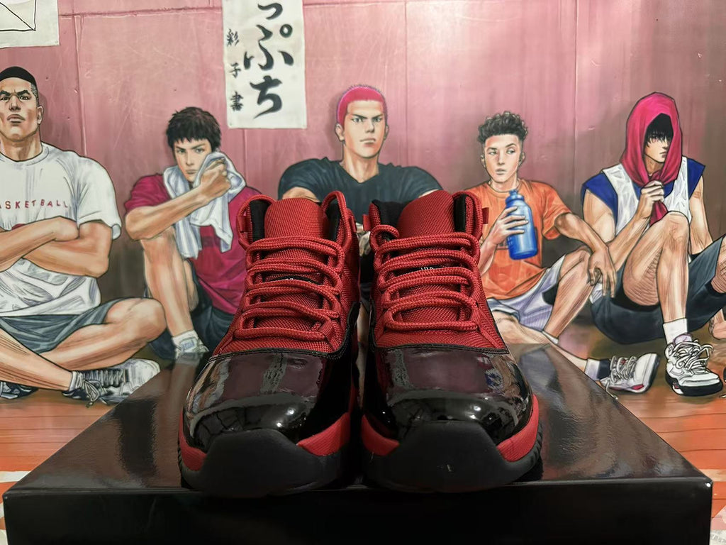 Jordan 11 High-Top Sneakers Black and Red