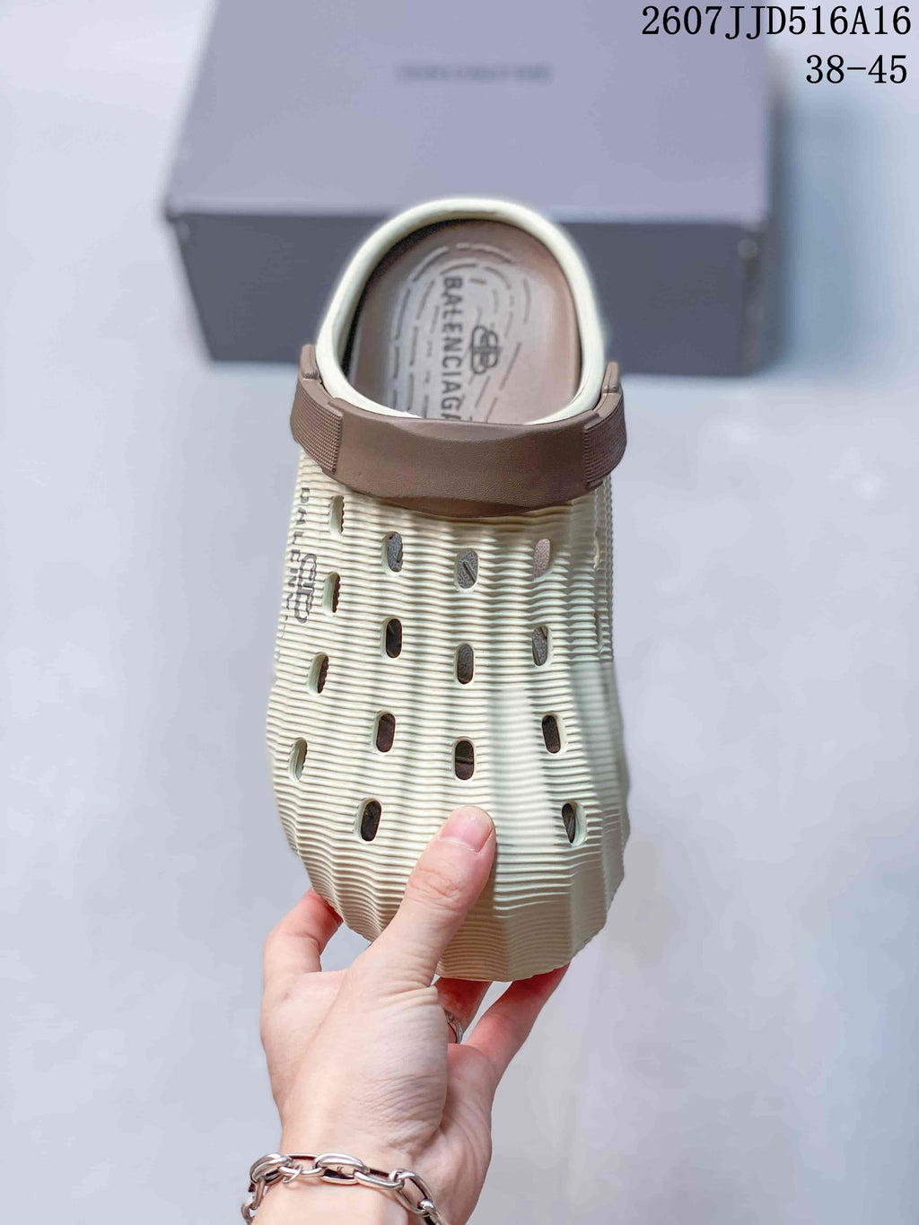 Balenciaga Molded Clog Slides Cream Brown 2607JJD516A16