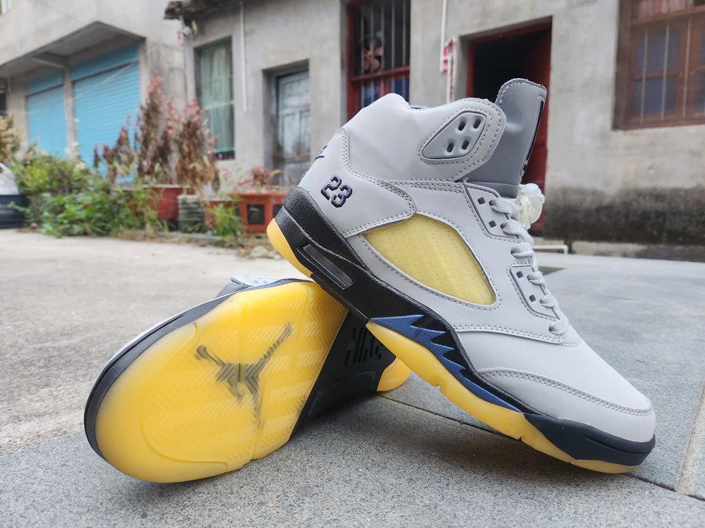 Air Jordan 5 High-Top Sneakers in Black and Yellow