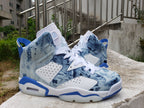 Jordan 6 High-Top Sneakers in Blue Washed Denim