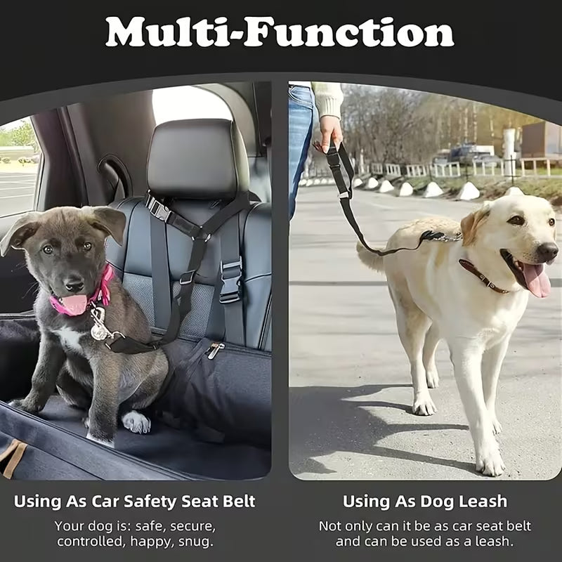 Dog Car Safety Belt – Adjustable Vehicle Seatbelt Harness Clip for Safe Travel