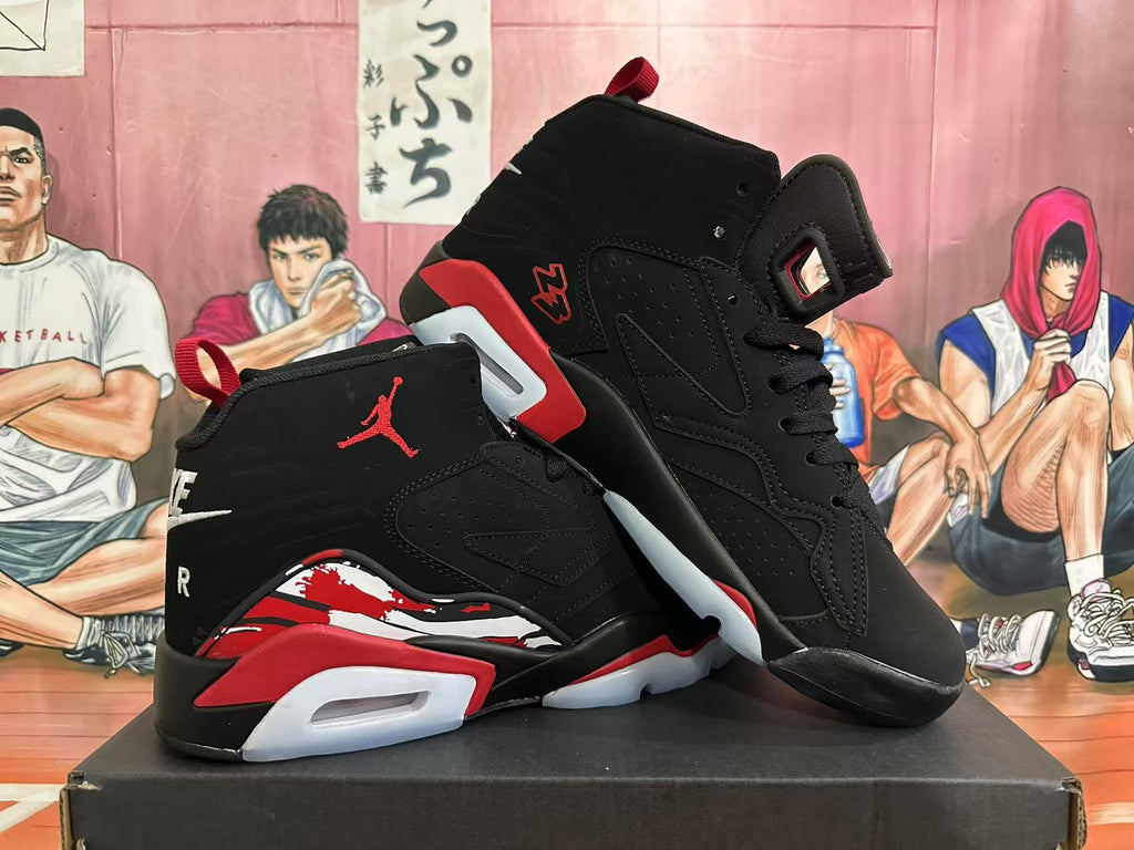 Jordan 6 Retro Black and Red High-Top Sneakers